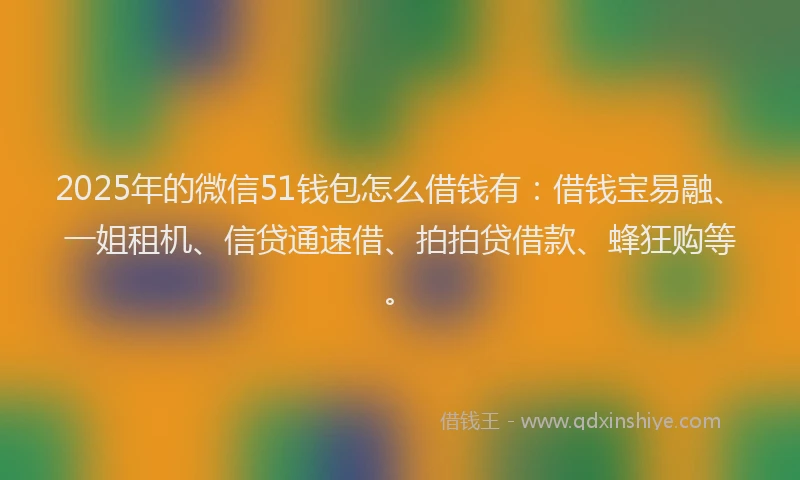 2025年的微信51钱包怎么借钱有：借钱宝易融、一姐租机、信贷通速借、拍拍贷借款、蜂狂购等。