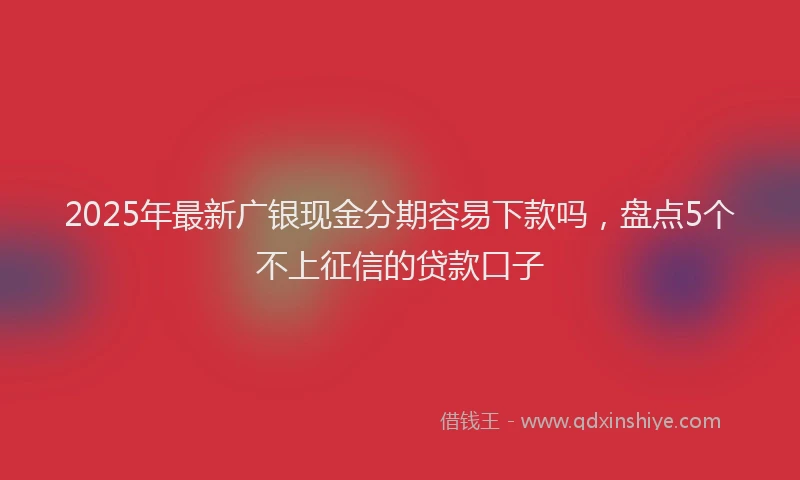 2025年最新广银现金分期容易下款吗，盘点5个不上征信的贷款口子