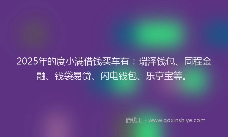 2025年的度小满借钱买车有：瑞泽钱包、同程金融、钱袋易贷、闪电钱包、乐享宝等。