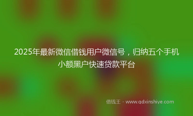 2025年最新微信借钱用户微信号，归纳五个手机小额黑户快速贷款平台