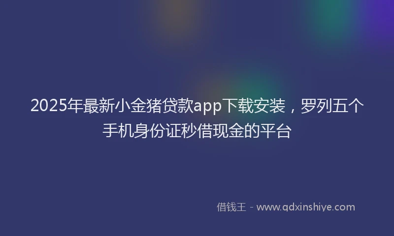 2025年最新小金猪贷款app下载安装，罗列五个手机身份证秒借现金的平台