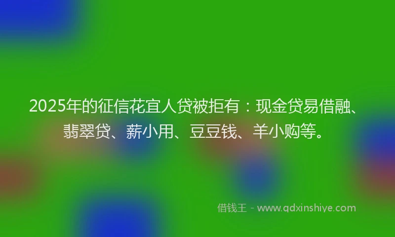 2025年的征信花宜人贷被拒有：现金贷易借融、翡翠贷、薪小用、豆豆钱、羊小购等。