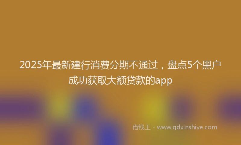 2025年最新建行消费分期不通过，盘点5个黑户成功获取大额贷款的app