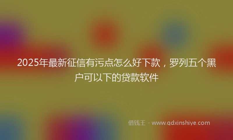 2025年最新征信有污点怎么好下款，罗列五个黑户可以下的贷款软件