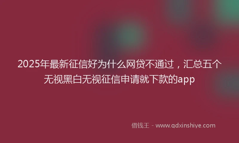 2025年最新征信好为什么网贷不通过，汇总五个无视黑白无视征信申请就下款的app
