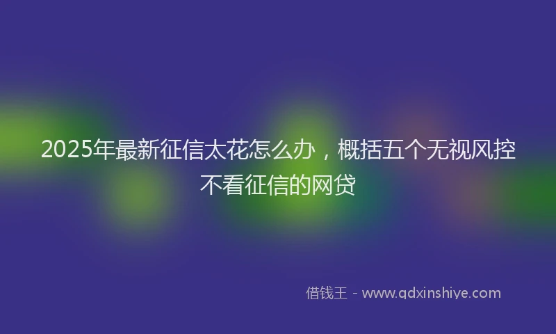 2025年最新征信太花怎么办，概括五个无视风控不看征信的网贷