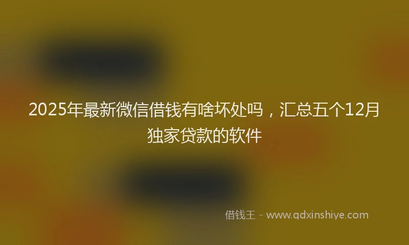 2025年最新微信借钱有啥坏处吗，汇总五个12月独家贷款的软件