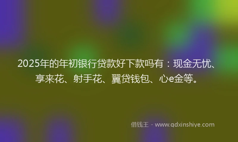 2025年的年初银行贷款好下款吗有：现金无忧、享来花、射手花、翼贷钱包、心e金等。
