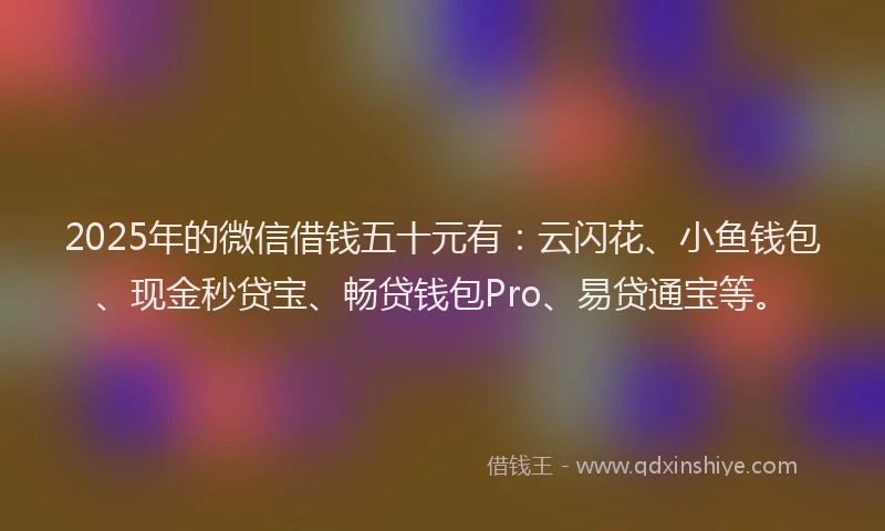 2025年的微信借钱五十元有：云闪花、小鱼钱包、现金秒贷宝、畅贷钱包Pro、易贷通宝等。