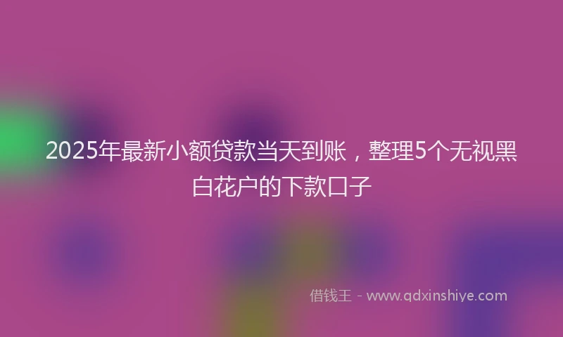 2025年最新小额贷款当天到账，整理5个无视黑白花户的下款口子