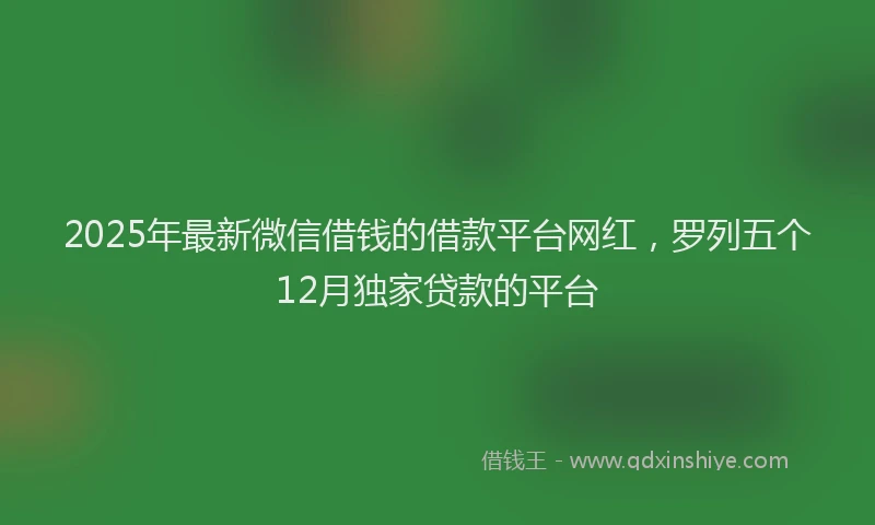 2025年最新微信借钱的借款平台网红，罗列五个12月独家贷款的平台