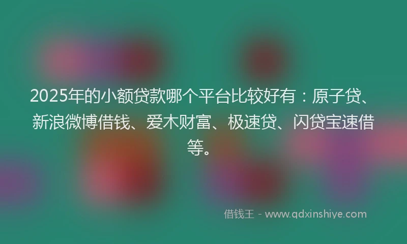 2025年的小额贷款哪个平台比较好有：原子贷、新浪微博借钱、爱木财富、极速贷、闪贷宝速借等。