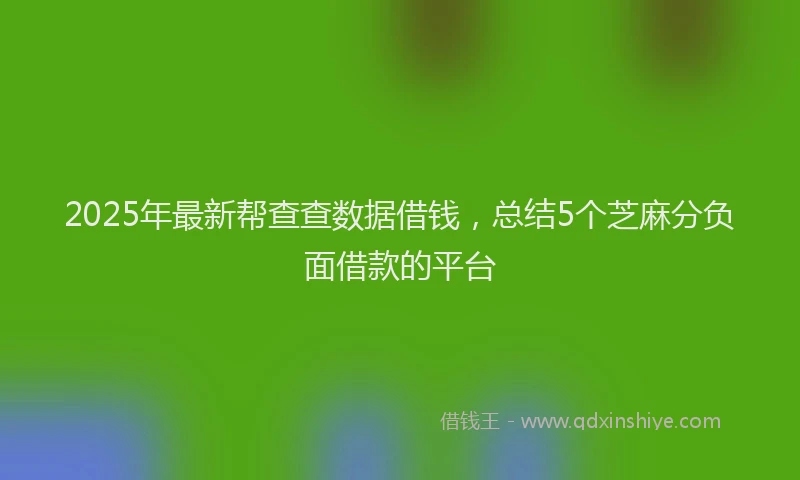 2025年最新帮查查数据借钱，总结5个芝麻分负面借款的平台