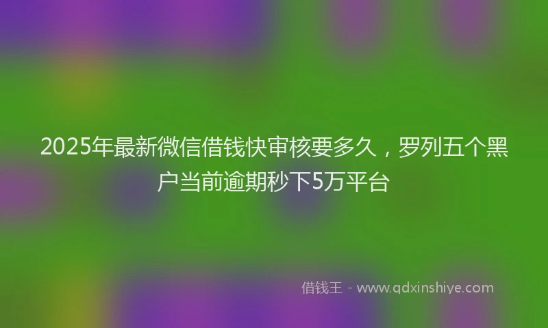 2025年最新微信借钱快审核要多久，罗列五个黑户当前逾期秒下5万平台