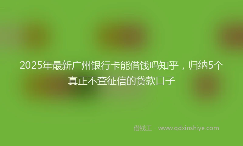 2025年最新广州银行卡能借钱吗知乎，归纳5个真正不查征信的贷款口子