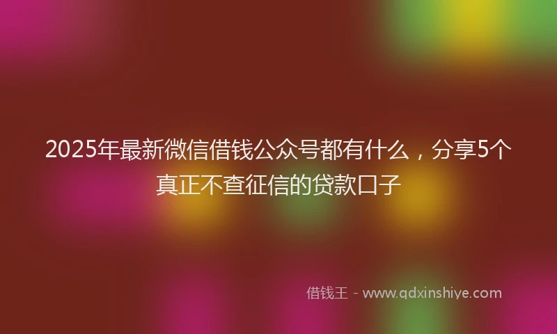 2025年最新微信借钱公众号都有什么，分享5个真正不查征信的贷款口子