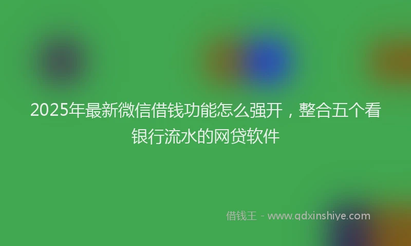 2025年最新微信借钱功能怎么强开，整合五个看银行流水的网贷软件
