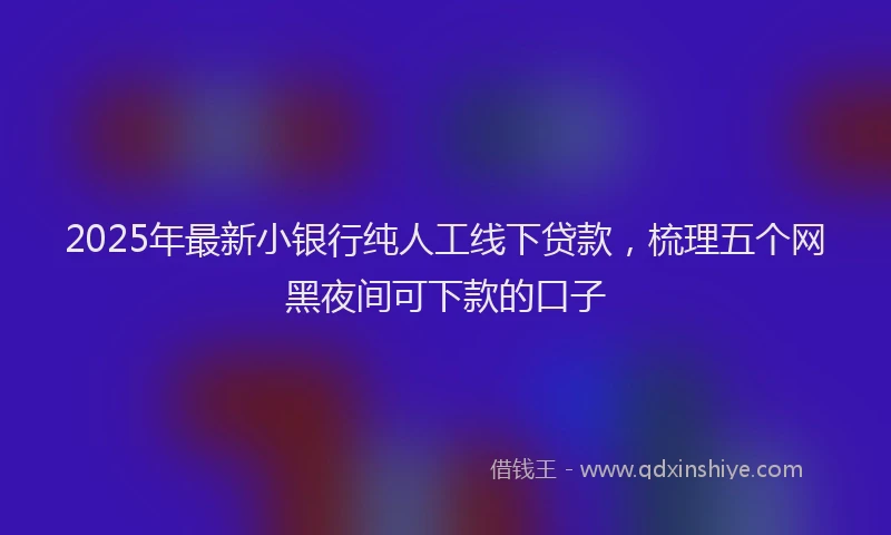2025年最新小银行纯人工线下贷款，梳理五个网黑夜间可下款的口子