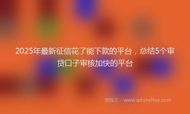 2025年最新征信花了能下款的平台，总结5个审贷口子审核加快的平台