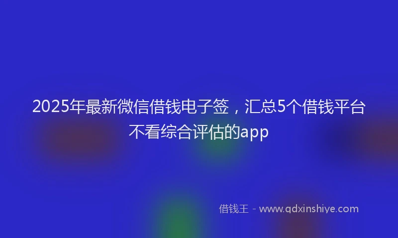 2025年最新微信借钱电子签，汇总5个借钱平台不看综合评估的app