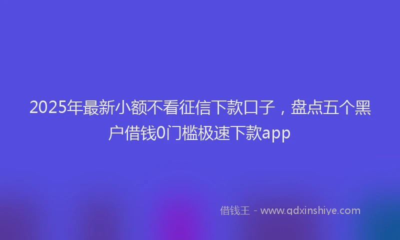 2025年最新小额不看征信下款口子，盘点五个黑户借钱0门槛极速下款app