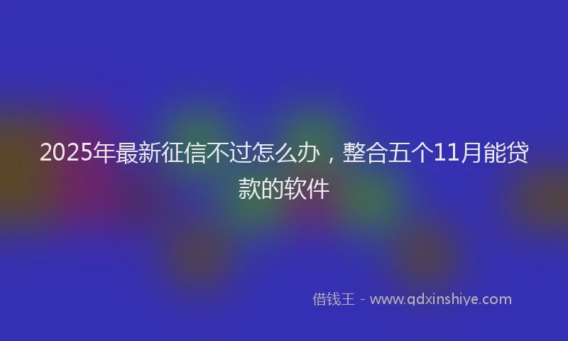 2025年最新征信不过怎么办，整合五个11月能贷款的软件