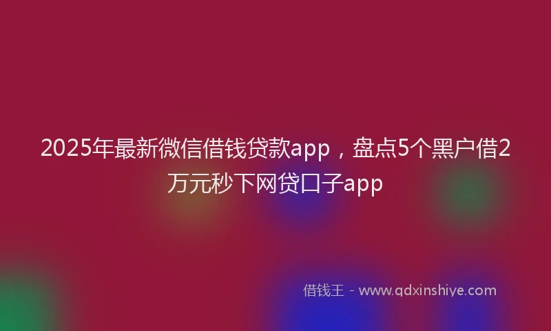 2025年最新微信借钱贷款app，盘点5个黑户借2万元秒下网贷口子app
