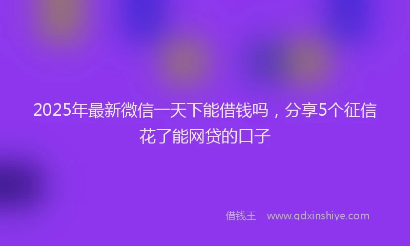 2025年最新微信一天下能借钱吗，分享5个征信花了能网贷的口子
