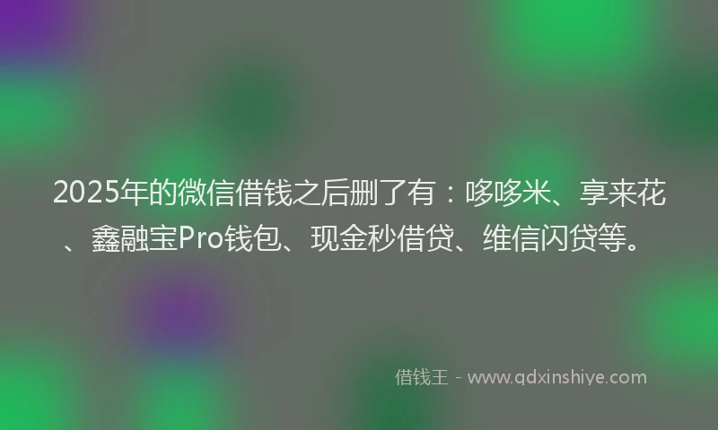 2025年的微信借钱之后删了有：哆哆米、享来花、鑫融宝Pro钱包、现金秒借贷、维信闪贷等。