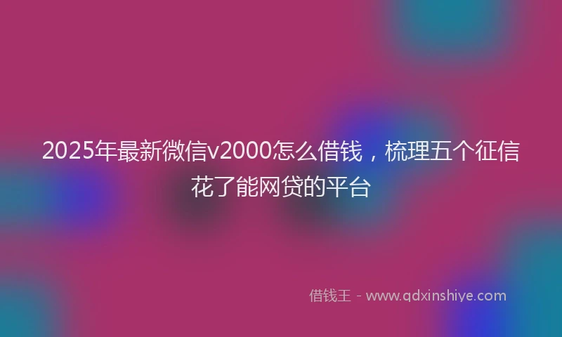 2025年最新微信v2000怎么借钱，梳理五个征信花了能网贷的平台