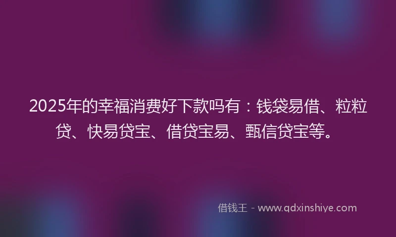 2025年的幸福消费好下款吗有：钱袋易借、粒粒贷、快易贷宝、借贷宝易、甄信贷宝等。