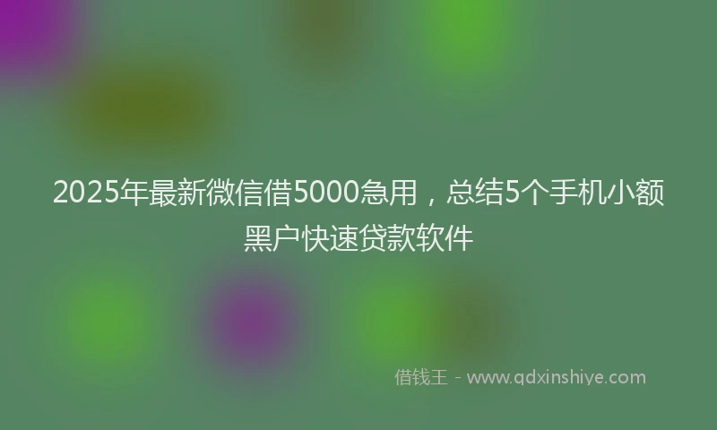 2025年最新微信借5000急用，总结5个手机小额黑户快速贷款软件