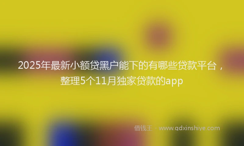 2025年最新小额贷黑户能下的有哪些贷款平台，整理5个11月独家贷款的app