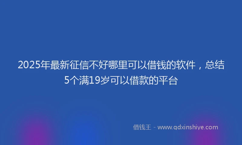 2025年最新征信不好哪里可以借钱的软件，总结5个满19岁可以借款的平台