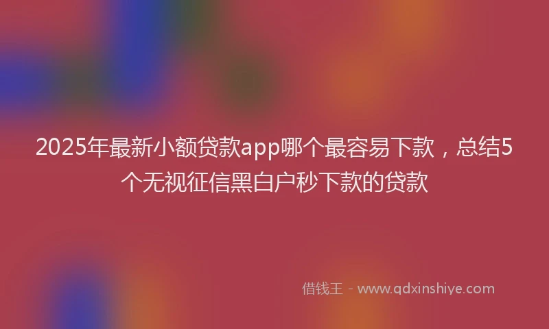 2025年最新小额贷款app哪个最容易下款，总结5个无视征信黑白户秒下款的贷款