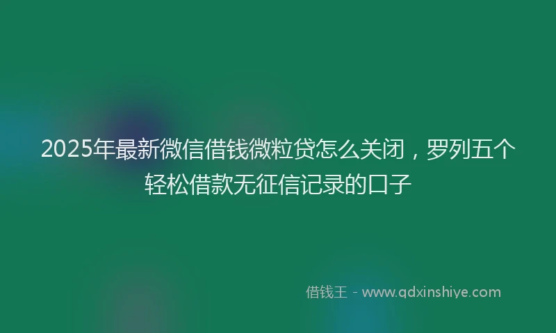 2025年最新微信借钱微粒贷怎么关闭，罗列五个轻松借款无征信记录的口子