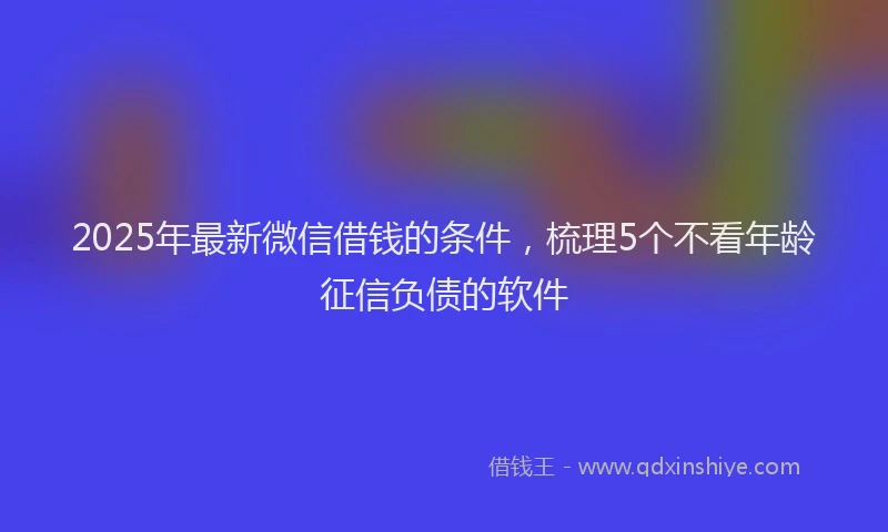 2025年最新微信借钱的条件，梳理5个不看年龄征信负债的软件