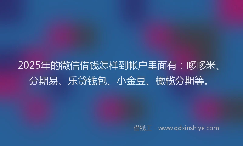 2025年的微信借钱怎样到帐户里面有：哆哆米、分期易、乐贷钱包、小金豆、橄榄分期等。