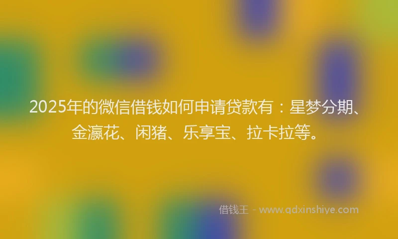 2025年的微信借钱如何申请贷款有：星梦分期、金瀛花、闲猪、乐享宝、拉卡拉等。