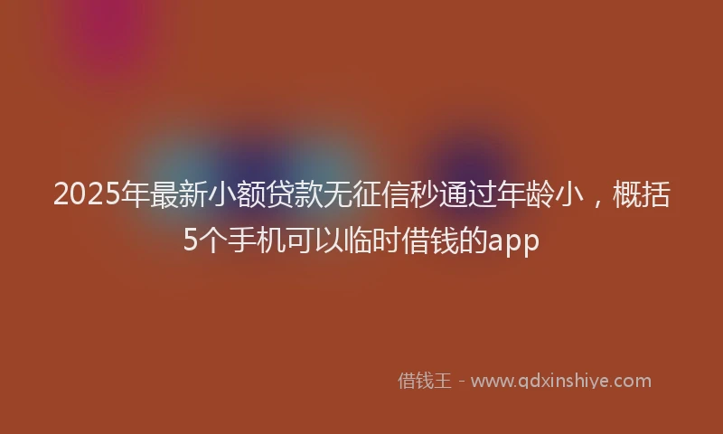 2025年最新小额贷款无征信秒通过年龄小，概括5个手机可以临时借钱的app