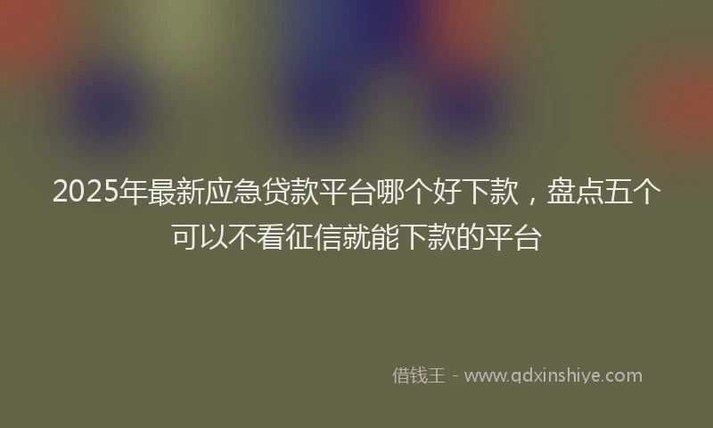 2025年最新应急贷款平台哪个好下款，盘点五个可以不看征信就能下款的平台