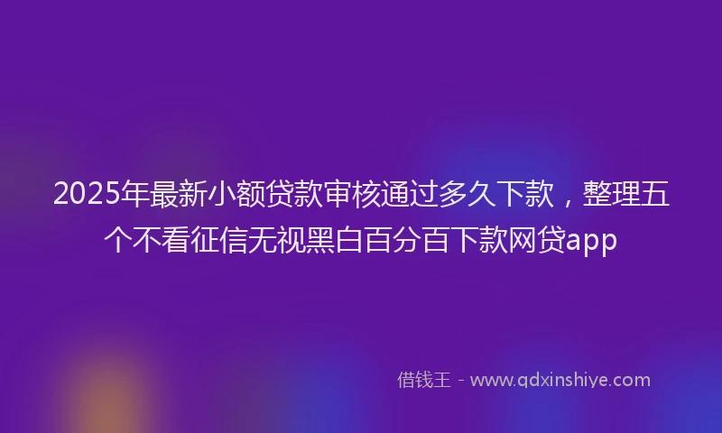 2025年最新小额贷款审核通过多久下款，整理五个不看征信无视黑白百分百下款网贷app