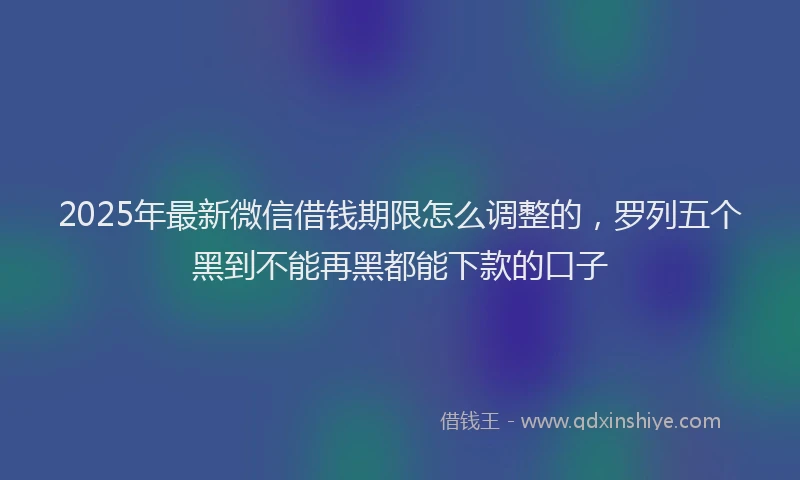 2025年最新微信借钱期限怎么调整的，罗列五个黑到不能再黑都能下款的口子