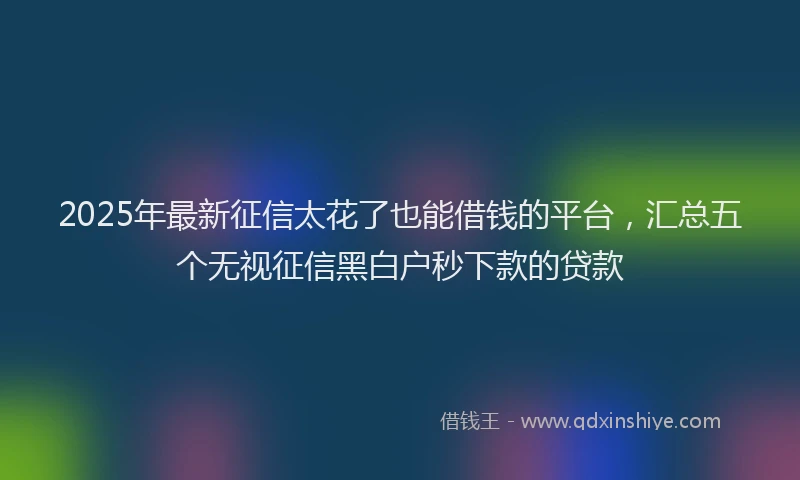 2025年最新征信太花了也能借钱的平台，汇总五个无视征信黑白户秒下款的贷款