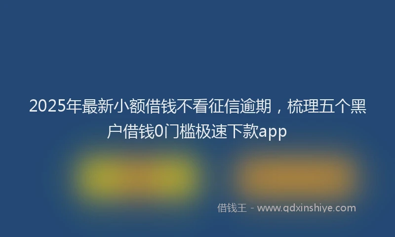 2025年最新小额借钱不看征信逾期，梳理五个黑户借钱0门槛极速下款app