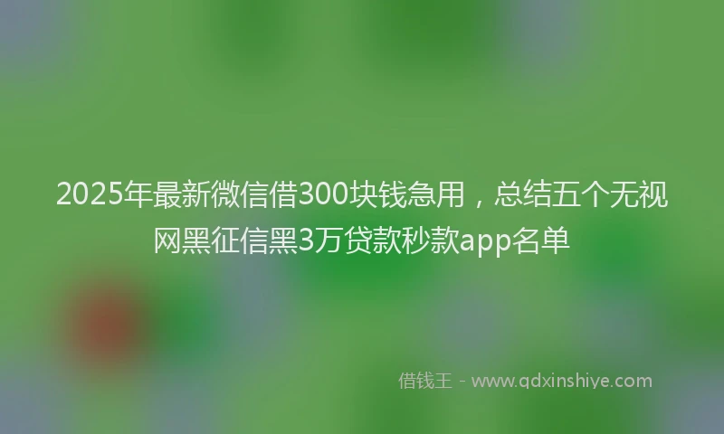 2025年最新微信借300块钱急用，总结五个无视网黑征信黑3万贷款秒款app名单