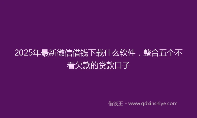 2025年最新微信借钱下载什么软件，整合五个不看欠款的贷款口子