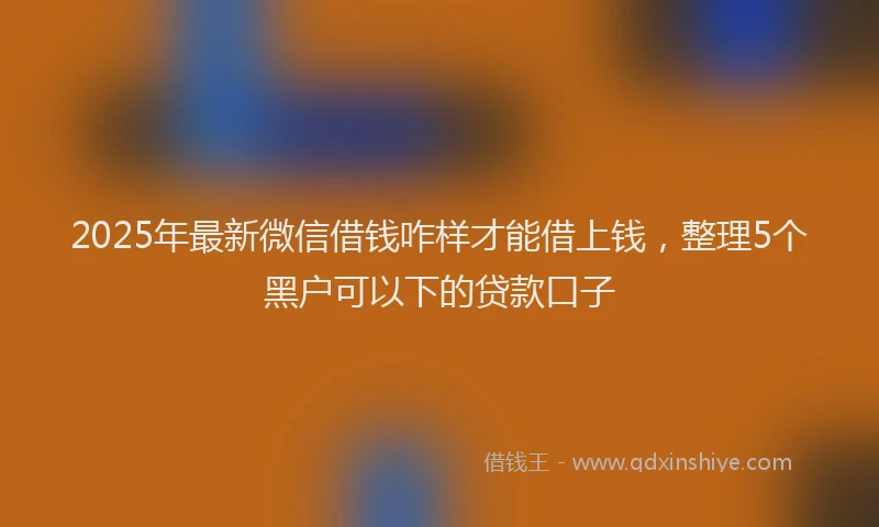 2025年最新微信借钱咋样才能借上钱，整理5个黑户可以下的贷款口子