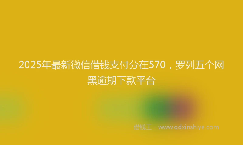 2025年最新微信借钱支付分在570，罗列五个网黑逾期下款平台