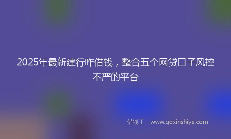 2025年最新建行咋借钱，整合五个网贷口子风控不严的平台